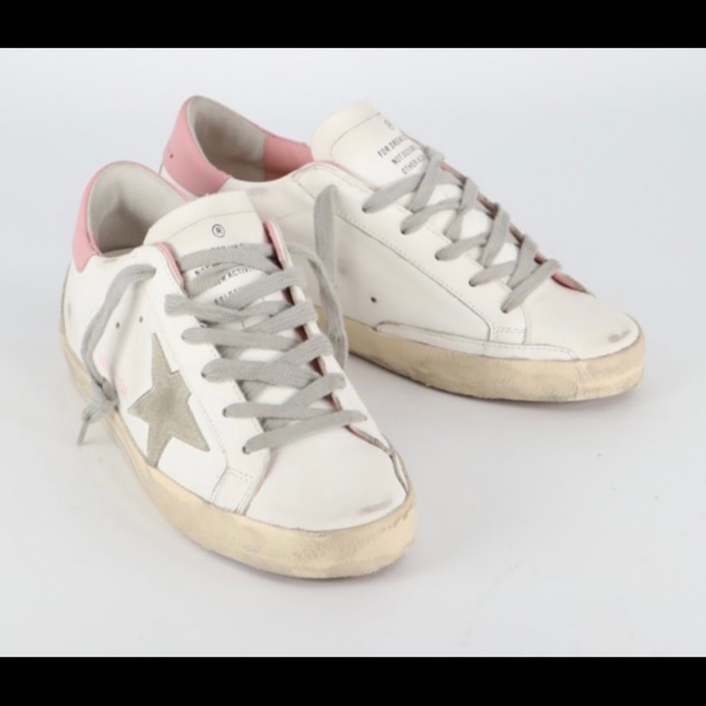 Golden Goose White leather with pink Super-Star sneakers